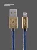 Дата-кабель Jeans USB - Lightning, медь/джинса, 1.2м, синий, Deppa 72520
