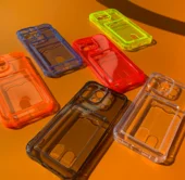 Чехол iPhone 16 Pro Max TPU CardHolder (прозрачный желтый)